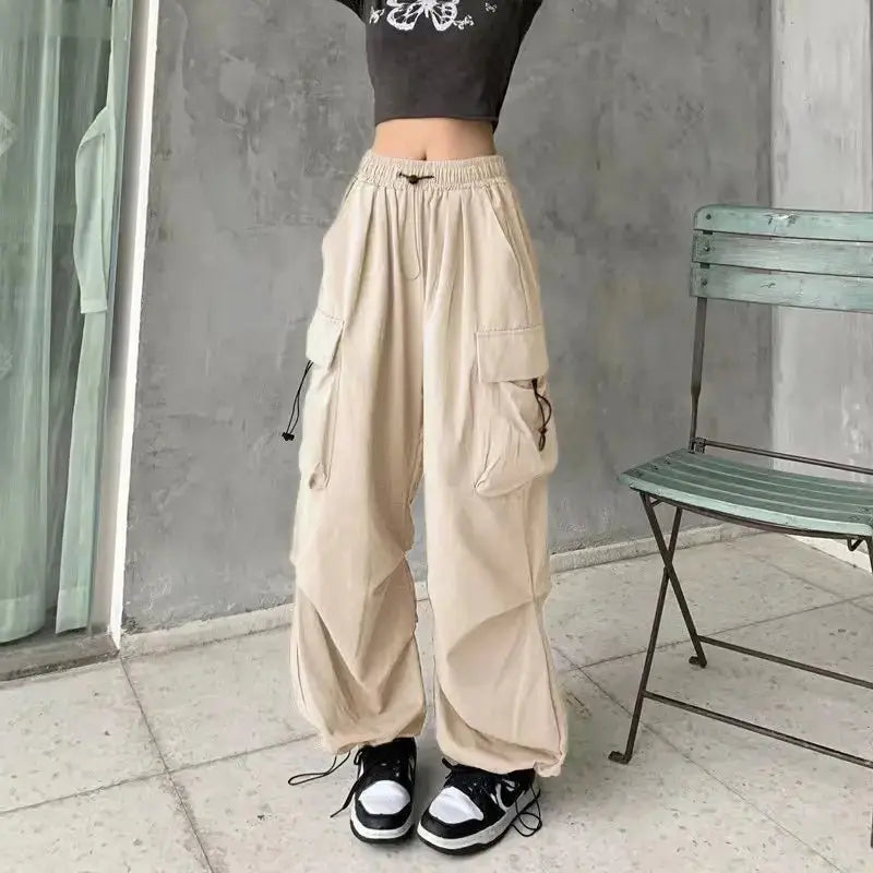Y2K Cargo Pants Wide Leg Drawstring Oversize Pockets Joggers Trousers nowadaysfashion