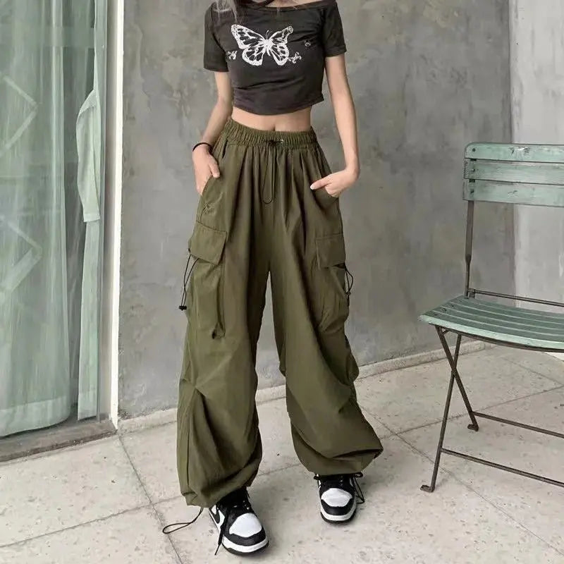 Y2K Cargo Pants Wide Leg Drawstring Oversize Pockets Joggers Trousers nowadaysfashion