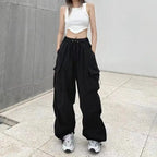 Y2K Cargo Pants Wide Leg Drawstring Oversize Pockets Joggers Trousers nowadaysfashion