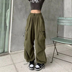 Y2K Cargo Pants Wide Leg Drawstring Oversize Pockets Joggers Trousers nowadaysfashion