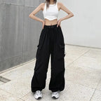 Y2K Cargo Pants Wide Leg Drawstring Oversize Pockets Joggers Trousers nowadaysfashion
