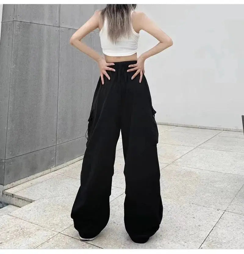 Y2K Cargo Pants Wide Leg Drawstring Oversize Pockets Joggers Trousers nowadaysfashion