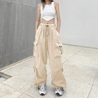 Y2K Cargo Pants Wide Leg Drawstring Oversize Pockets Joggers Trousers nowadaysfashion