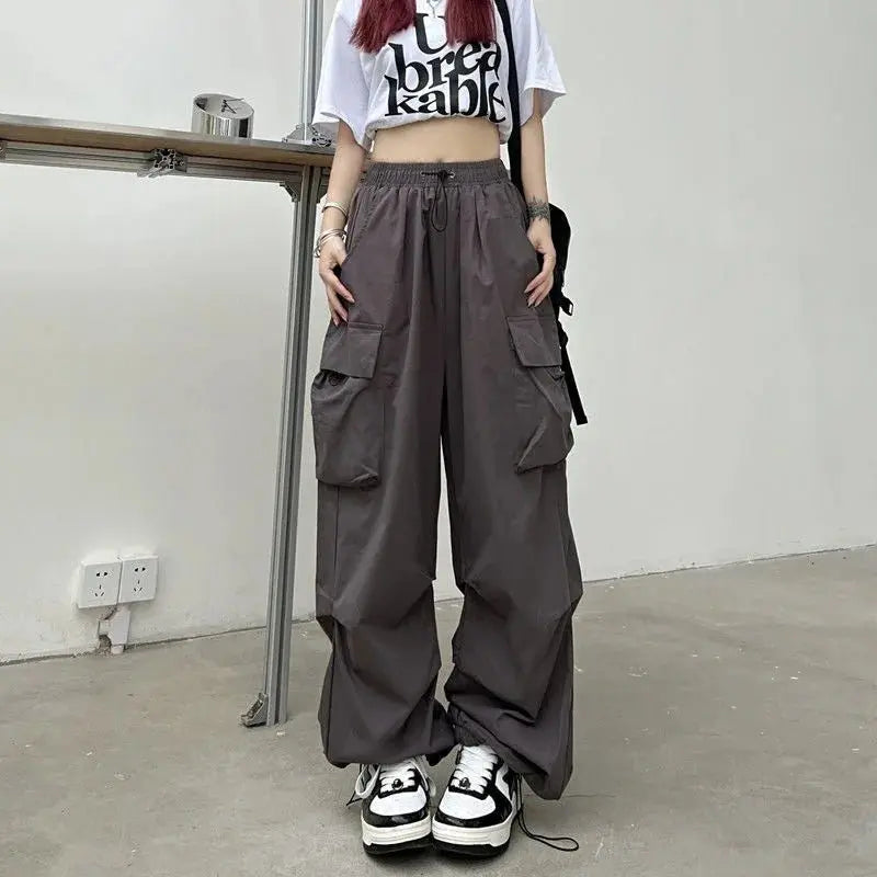 Y2K Cargo Pants Wide Leg Drawstring Oversize Pockets Joggers Trousers nowadaysfashion