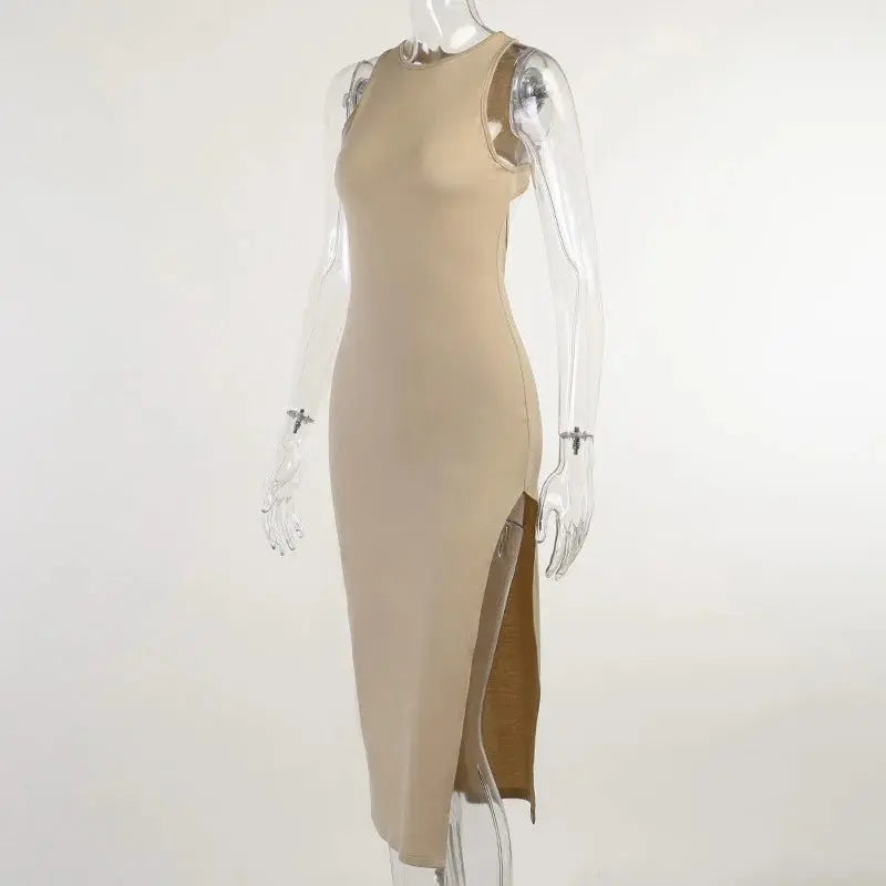 Y2K solid Sexy slit Club Party Night Wrap Bodycon Dress - Blade & Thread