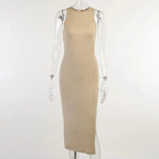 Y2K solid Sexy slit Club Party Night Wrap Bodycon Dress nowadaysfashion