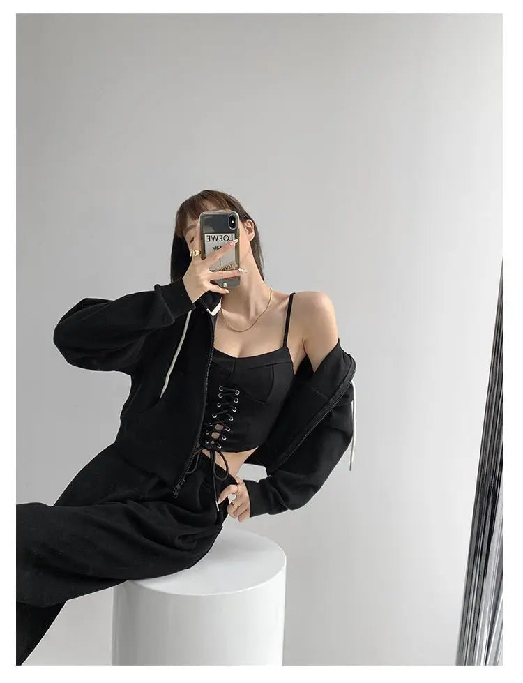 Y2k Tunic Tops Women Design Cross Bandage Camis Chic Slim Sleeveless Crop Top Female - Blade & Thread