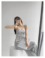 Y2k Tunic Tops Women Design Cross Bandage Camis Chic Slim Sleeveless Crop Top Female nowadaysfashion