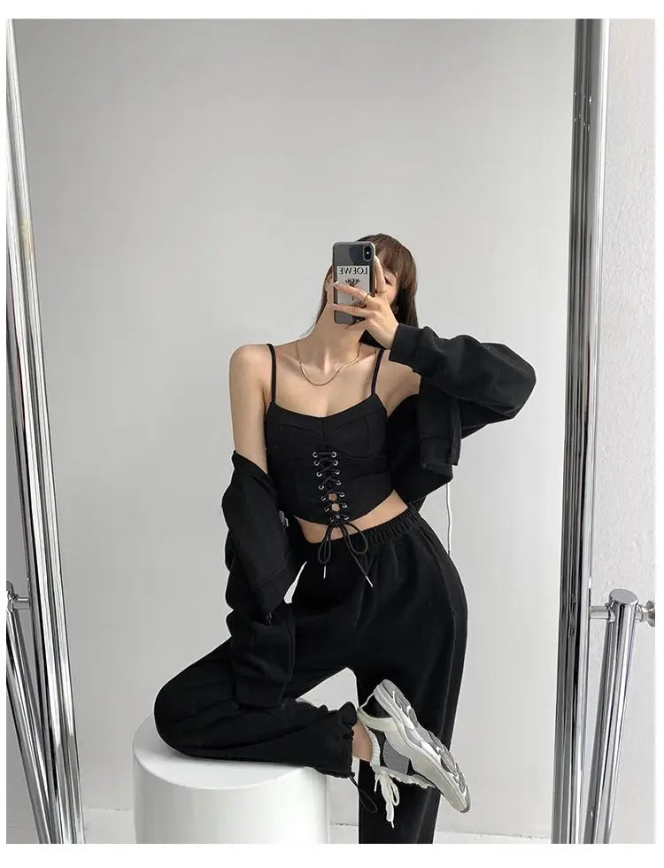 Y2k Tunic Tops Women Design Cross Bandage Camis Chic Slim Sleeveless Crop Top Female - Blade & Thread