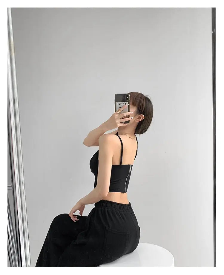 Y2k Tunic Tops Women Design Cross Bandage Camis Chic Slim Sleeveless Crop Top Female nowadaysfashion