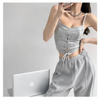 Y2k Tunic Tops Women Design Cross Bandage Camis Chic Slim Sleeveless Crop Top Female nowadaysfashion