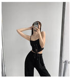 Y2k Tunic Tops Women Design Cross Bandage Camis Chic Slim Sleeveless Crop Top Female nowadaysfashion