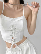Y2k Tunic Tops Women Design Cross Bandage Camis Chic Slim Sleeveless Crop Top Female nowadaysfashion