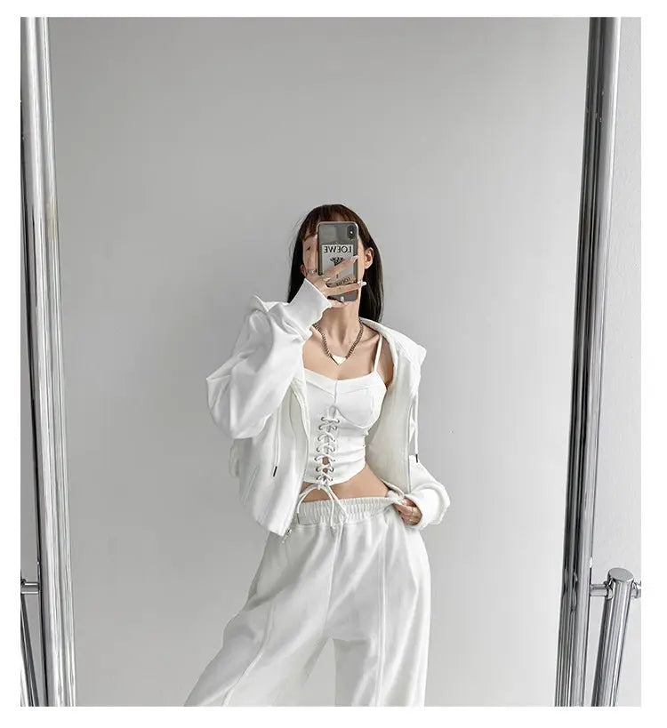 Y2k Tunic Tops Women Design Cross Bandage Camis Chic Slim Sleeveless Crop Top Female - Blade & Thread