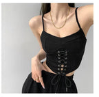 Y2k Tunic Tops Women Design Cross Bandage Camis Chic Slim Sleeveless Crop Top Female nowadaysfashion