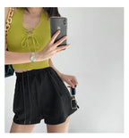 Y2K Women Fashion Slim V-neck Halter Vest Solid Color Woman Bandage Crop Tops nowadaysfashion