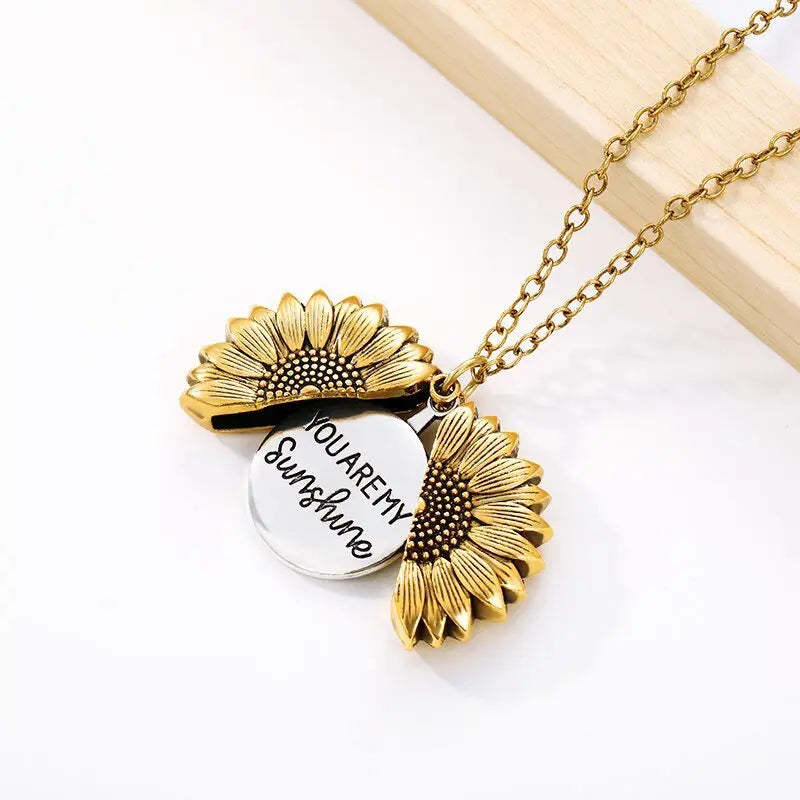 You Are My Sunshine Sunflower Necklaces For Women Gifts Rose Gold Color Fashion Jewelry nowadaysfashion