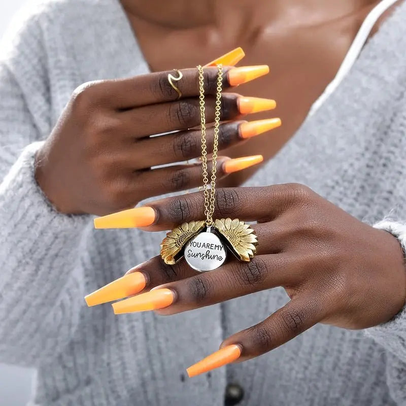 You Are My Sunshine Sunflower Necklaces For Women Gifts Rose Gold Color Fashion Jewelry - Blade & Thread