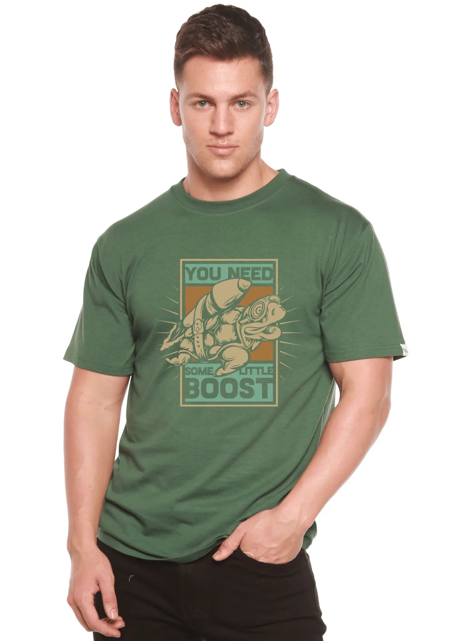 You Need Boost Men's Bamboo Viscose/Organic Cotton Short Sleeve Graphic T-Shirt Spun Bamboo
