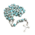 Zebra Blue Rosary Necklace Cross Necklace nowadaysfashion
