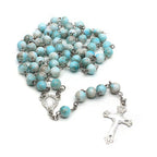 Zebra Blue Rosary Necklace Cross Necklace nowadaysfashion