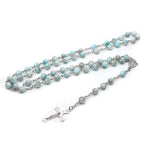 Zebra Blue Rosary Necklace Cross Necklace nowadaysfashion