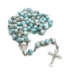 Zebra Blue Rosary Necklace Cross Necklace nowadaysfashion