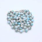 Zebra Blue Rosary Necklace Cross Necklace nowadaysfashion