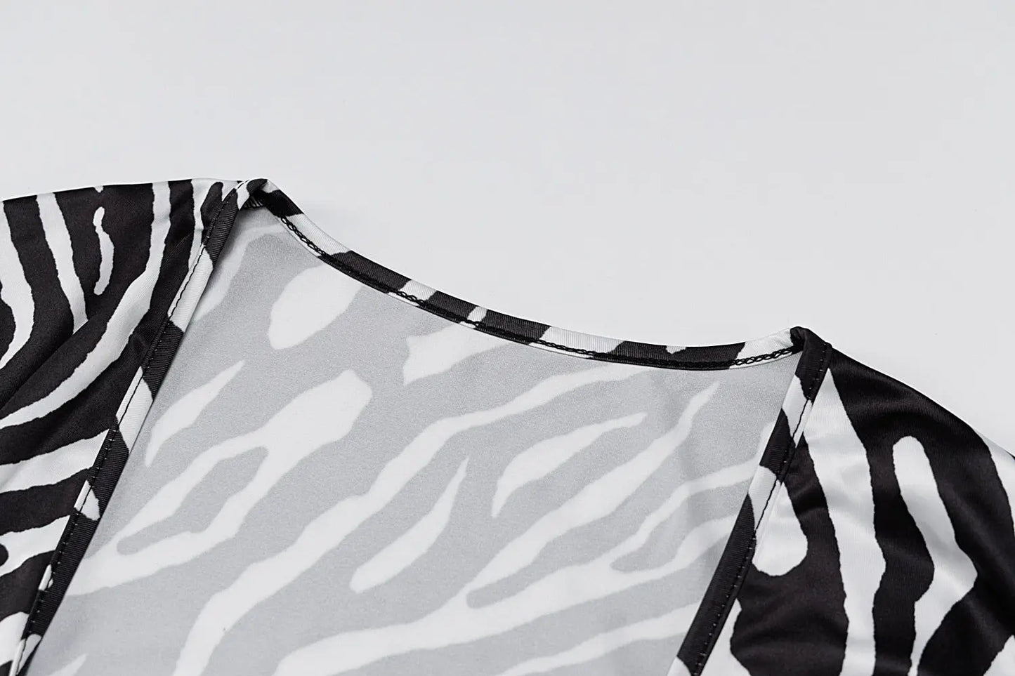 Zebra Print Long Sleeve V-Neck Bandage Sexy Mini Dress Streetwear Outfits Party Wear - Blade & Thread