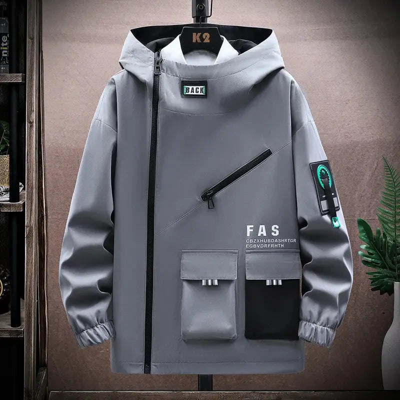 Zipper Jacket Men's Pilot Hooded Jacket Spring/Autumn Baseball Uniform Tide Card Loose Pullover Front Pocket Adding velvet Coat SwiftStylists Store