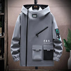 Zipper Jacket Men's Pilot Hooded Jacket Spring/Autumn Baseball Uniform Tide Card Loose Pullover Front Pocket Adding velvet Coat SwiftStylists Store