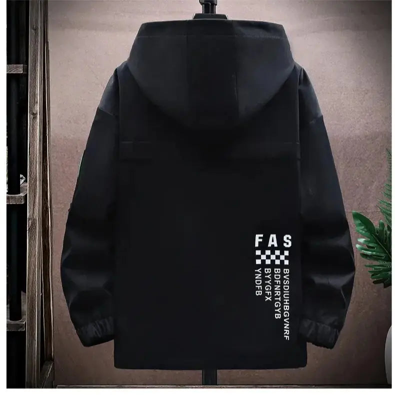 Zipper Jacket Men's Pilot Hooded Jacket Spring/Autumn Baseball Uniform Tide Card Loose Pullover Front Pocket Adding velvet Coat SwiftStylists Store