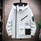 Zipper Jacket Men's Pilot Hooded Jacket Spring/Autumn Baseball Uniform Tide Card Loose Pullover Front Pocket Adding velvet Coat SwiftStylists Store