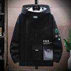 Zipper Jacket Men's Pilot Hooded Jacket Spring/Autumn Baseball Uniform Tide Card Loose Pullover Front Pocket Adding velvet Coat SwiftStylists Store