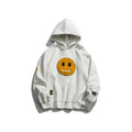 Zipper Pocket Smile Face Patchwork Fleece Hoodies Sweatshirts Streetwear nowadaysfashion