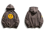 Zipper Pocket Smile Face Patchwork Fleece Hoodies Sweatshirts Streetwear nowadaysfashion