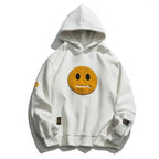 Zipper Pocket Smile Face Patchwork Fleece Hoodies Sweatshirts Streetwear nowadaysfashion