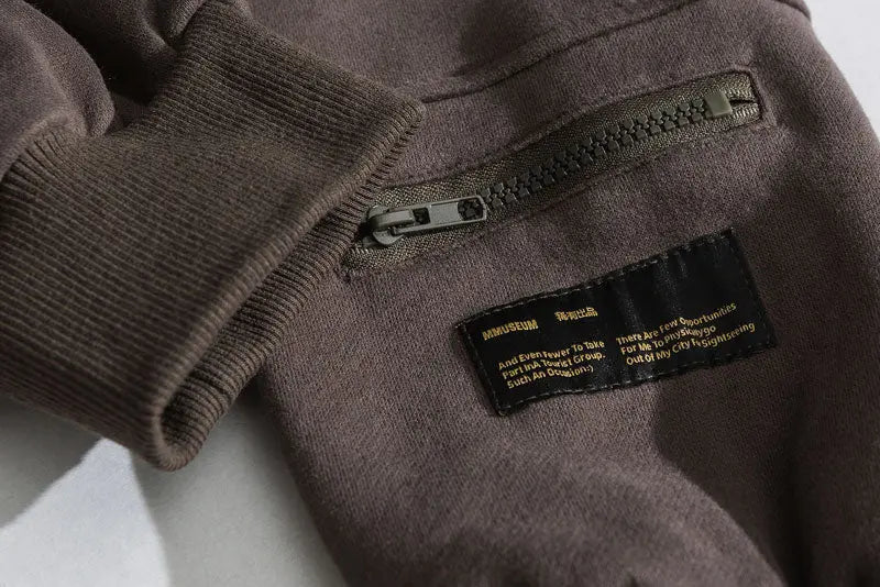 Zipper Pocket Smile Face Patchwork Fleece Hoodies Sweatshirts Streetwear - Blade & Thread