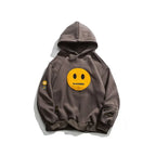 Zipper Pocket Smile Face Patchwork Fleece Hoodies Sweatshirts Streetwear nowadaysfashion