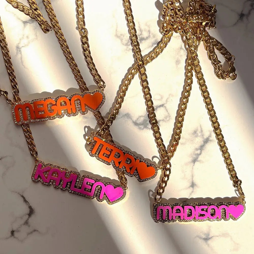 Zircon Acrylic Patch Color Name Necklace nowadaysfashion