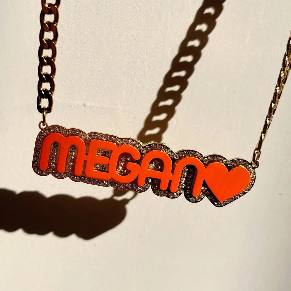 Zircon Acrylic Patch Color Name Necklace nowadaysfashion