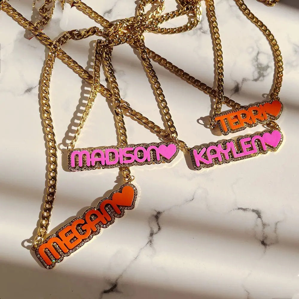 Zircon Acrylic Patch Color Name Necklace - Blade & Thread