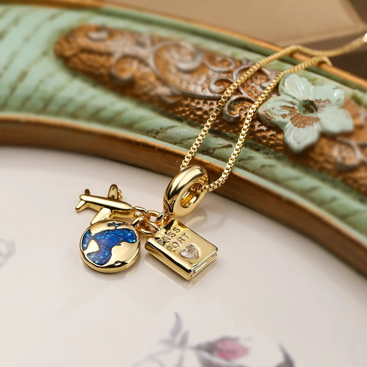 Zircon Camera Passport Pendant Necklace - Blade & Thread