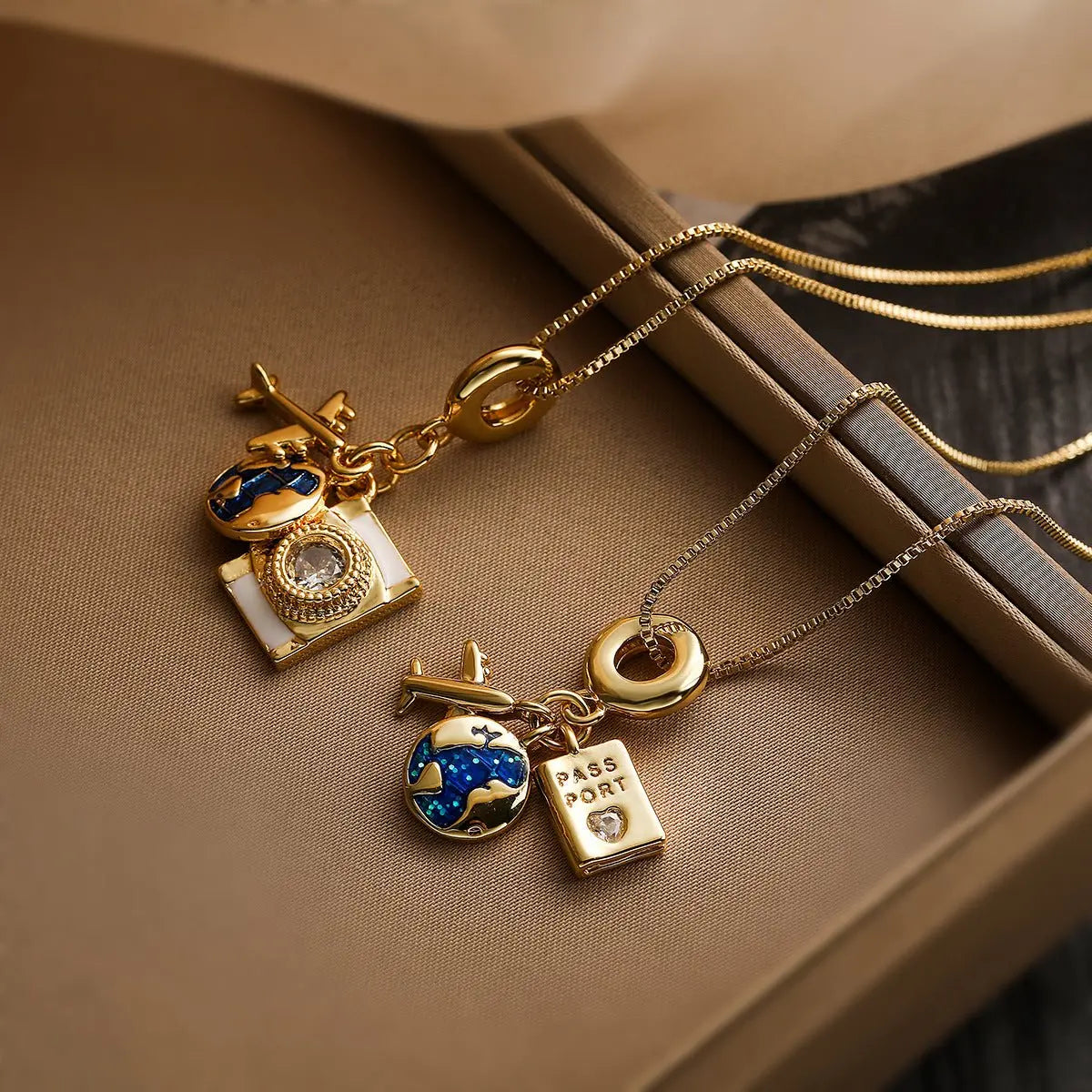 Zircon Camera Passport Pendant Necklace - Blade & Thread