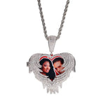 Zircon Heart Pendant DIY Flip Top Inlaid Zircon Photo Hip Hop Pendant nowadaysfashion