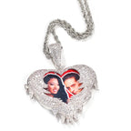 Zircon Heart Pendant DIY Flip Top Inlaid Zircon Photo Hip Hop Pendant nowadaysfashion