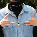 Zircon Heart Pendant DIY Flip Top Inlaid Zircon Photo Hip Hop Pendant nowadaysfashion