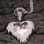 Zircon Heart Pendant DIY Flip Top Inlaid Zircon Photo Hip Hop Pendant nowadaysfashion