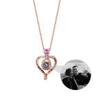 Zircon heart-shaped projection necklace with customizable photos Personalized Pendant nowadaysfashion