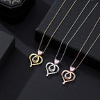 Zircon heart-shaped projection necklace with customizable photos Personalized Pendant nowadaysfashion